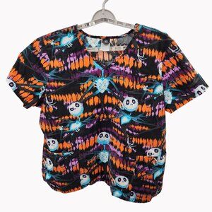 Disney Nightmare Before Christmas Small Scrub Top Womens Black Halloween